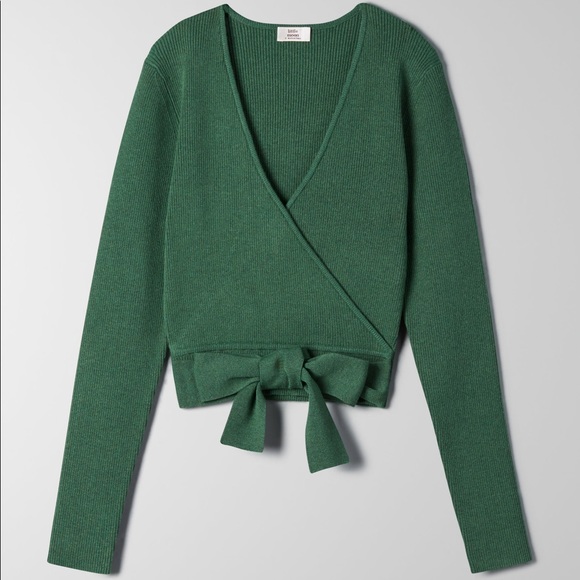 Little Moon All Tied Up Dark Green Wrap Top
